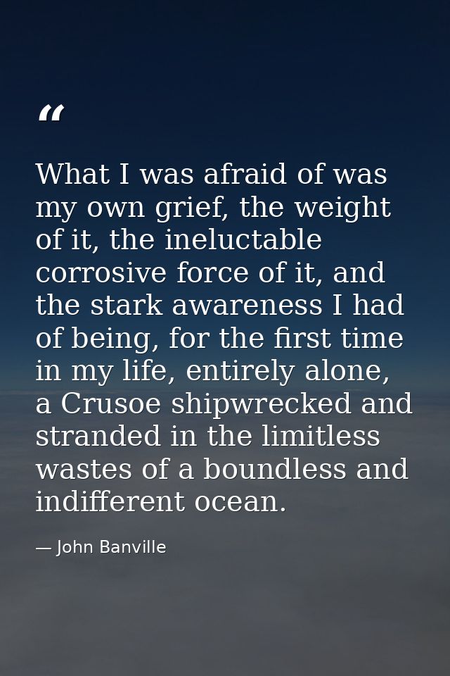 What I was afraid of was my own grief, the weight of it, the ineluctable corrosive force of it, and the stark awareness  — John Banville