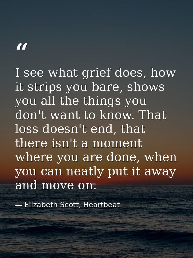 I see what grief does, how it strips you bare, shows you all the things you don't want to know. That loss doesn't end, t — Elizabeth Scott, Heartbeat