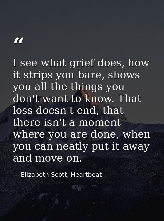 I see what grief does, how it strips you bare, shows you all the things you don't want to know. That loss doesn't end, t — Elizabeth Scott, Heartbeat