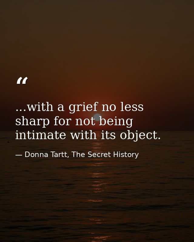 ...with a grief no less sharp for not being intimate with its object. — Donna Tartt, The Secret History