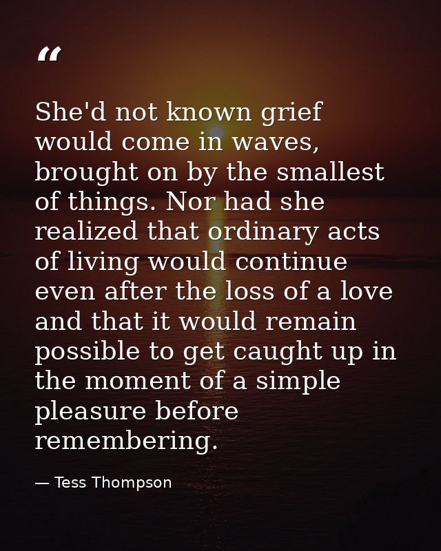 She'd not known grief would come in waves, brought on by the smallest of things. Nor had she realized that ordinary acts — Tess Thompson