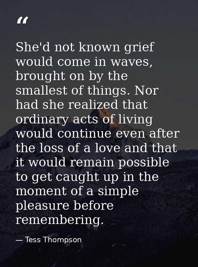 She'd not known grief would come in waves, brought on by the smallest of things. Nor had she realized that ordinary acts — Tess Thompson