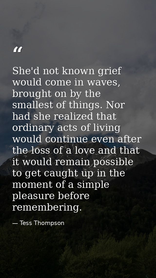 She'd not known grief would come in waves, brought on by the smallest of things. Nor had she realized that ordinary acts — Tess Thompson