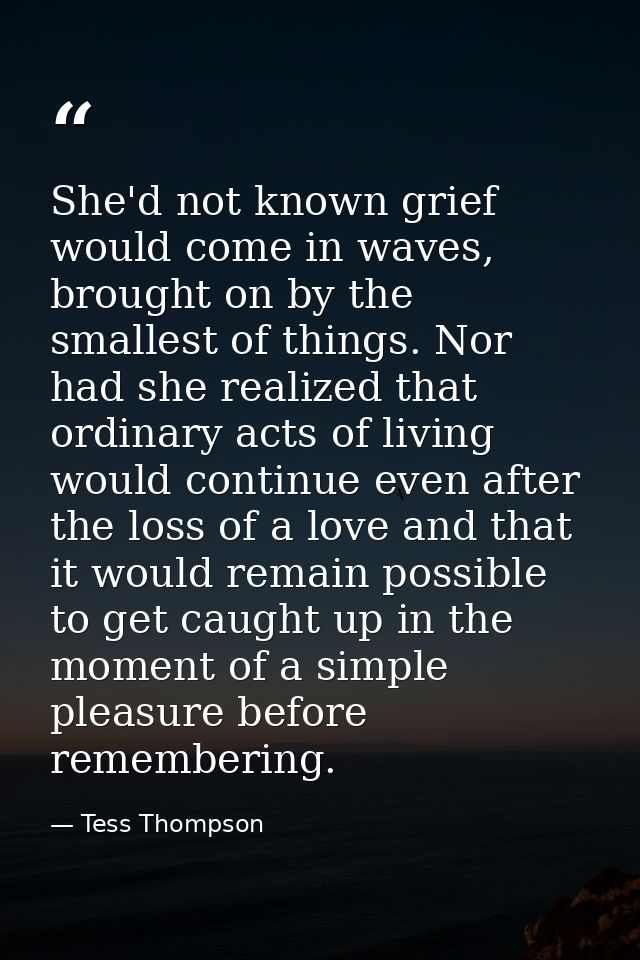 She'd not known grief would come in waves, brought on by the smallest of things. Nor had she realized that ordinary acts — Tess Thompson
