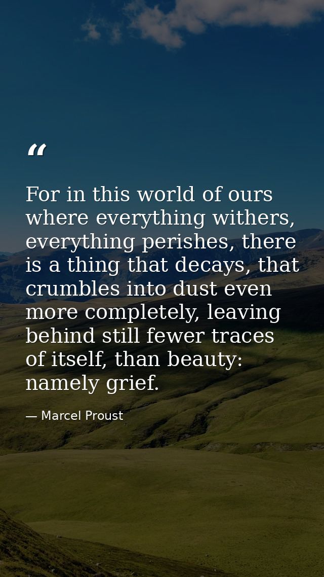 For in this world of ours where everything withers, everything perishes, there is a thing that decays, that crumbles int — Marcel Proust