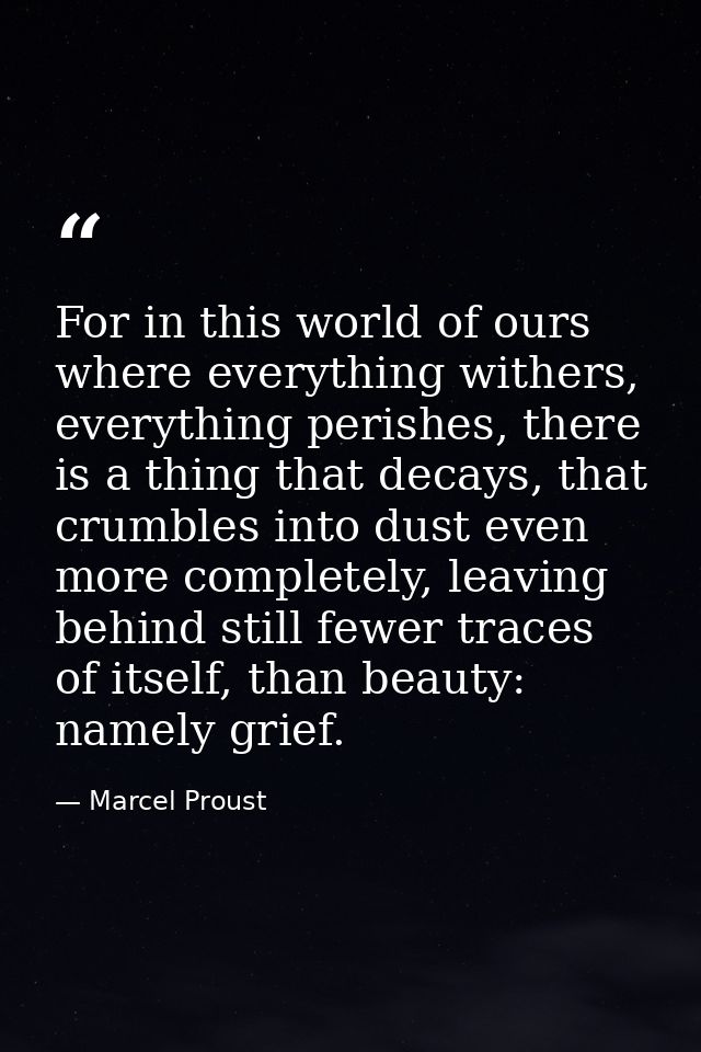 For in this world of ours where everything withers, everything perishes, there is a thing that decays, that crumbles int — Marcel Proust