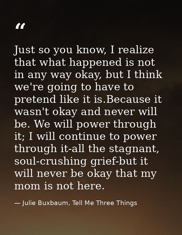 Just so you know, I realize that what happened is not in any way okay, but I think we're going to have to pretend like i — Julie Buxbaum, Tell Me Three Things
