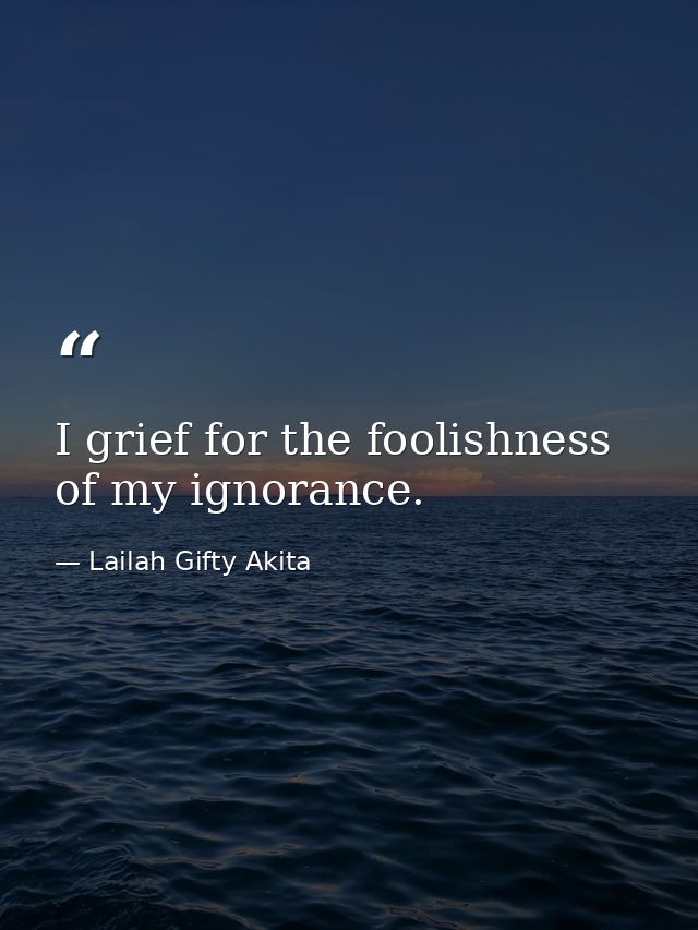 I grief for the foolishness of my ignorance. — Lailah Gifty Akita