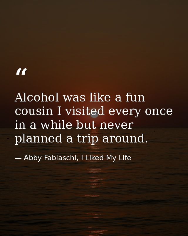 Alcohol was like a fun cousin I visited every once in a while but never planned a trip around. — Abby Fabiaschi, I Liked My Life