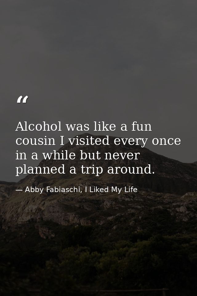 Alcohol was like a fun cousin I visited every once in a while but never planned a trip around. — Abby Fabiaschi, I Liked My Life