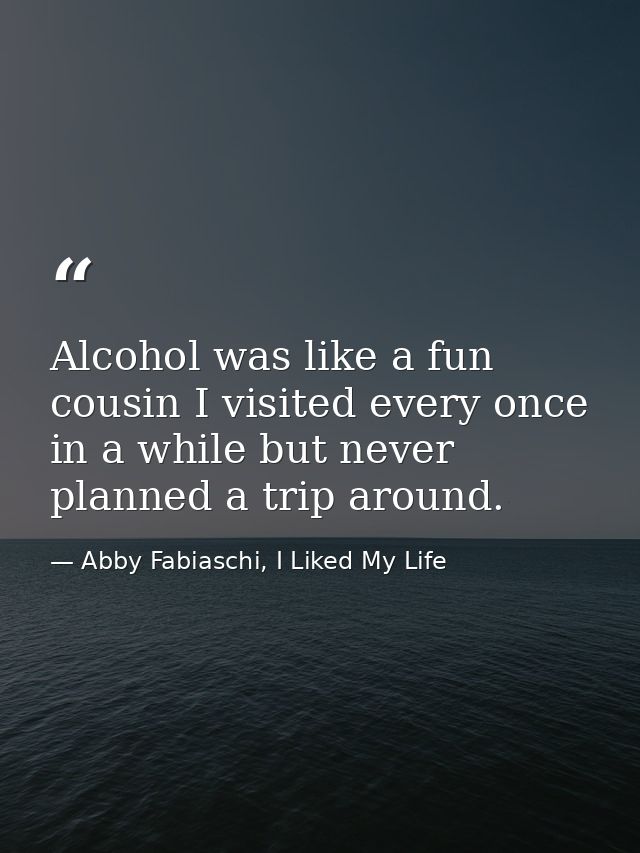 Alcohol was like a fun cousin I visited every once in a while but never planned a trip around. — Abby Fabiaschi, I Liked My Life