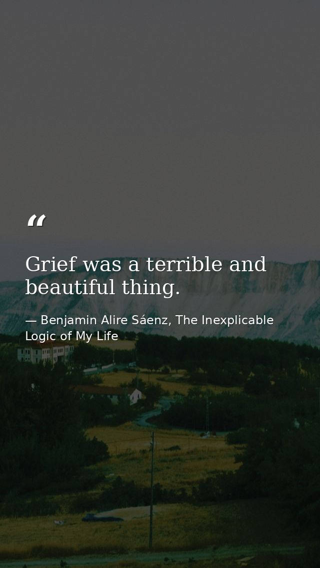 Grief was a terrible and beautiful thing. — Benjamin Alire Sáenz, The Inexplicable Logic of My Life