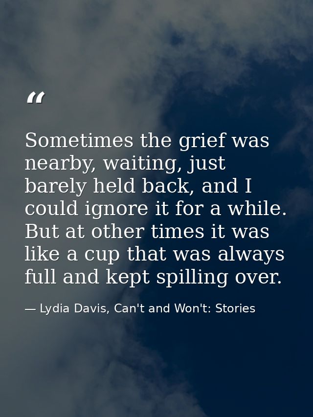 Sometimes the grief was nearby, waiting, just barely held back, and I could ignore it for a while. But at other times it — Lydia Davis, Can't and Won't: Stories