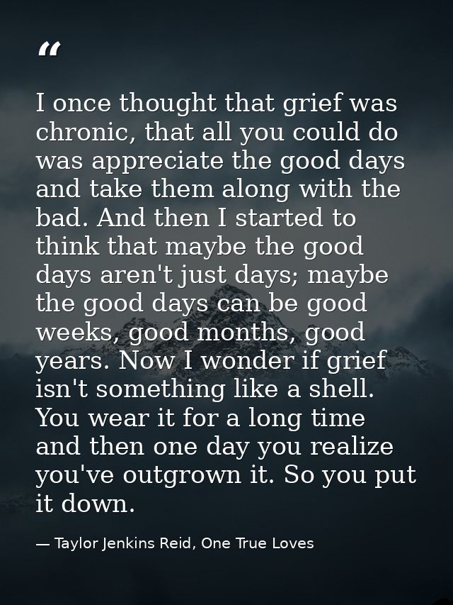 I once thought that grief was chronic, that all you could do was appreciate the good days and take them along with the b — Taylor Jenkins Reid, One True Loves