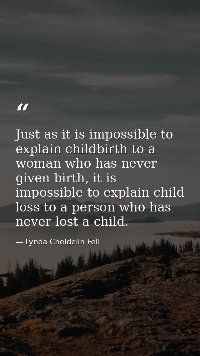 Just as it is impossible to explain childbirth to a woman who has never given birth, it is impossible to explain child l — Lynda Cheldelin Fell
