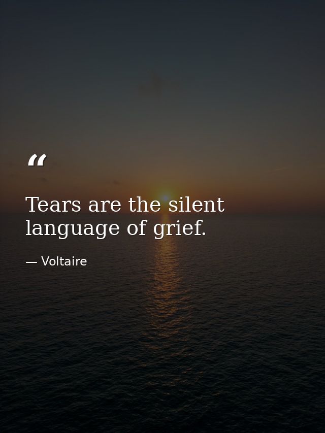 Tears are the silent language of grief. — Voltaire
