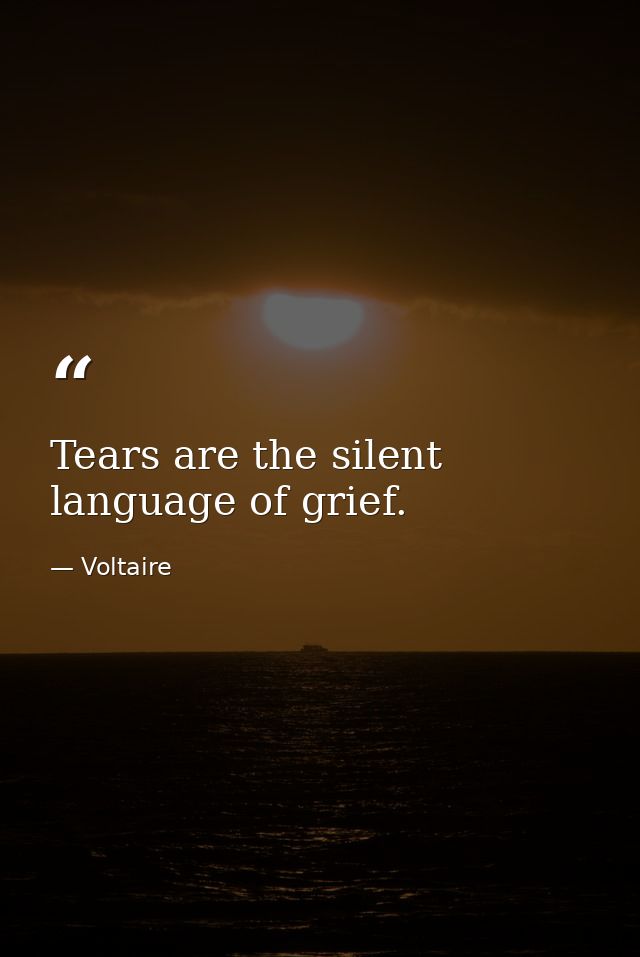 Tears are the silent language of grief. — Voltaire