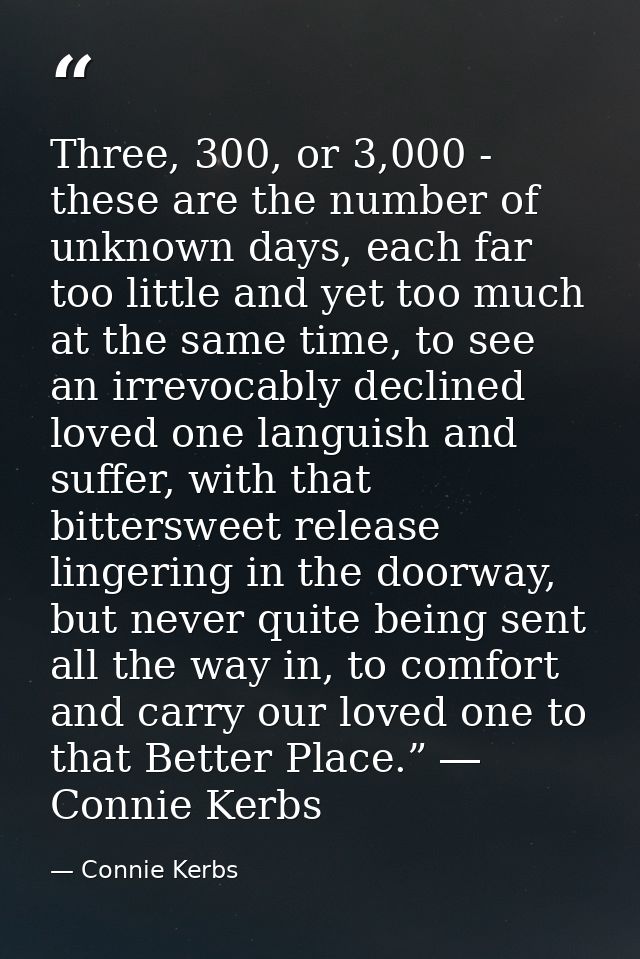 Three, 300, or 3,000 - these are the number of unknown days, each far too little and yet too much at the same time, to s — Connie Kerbs