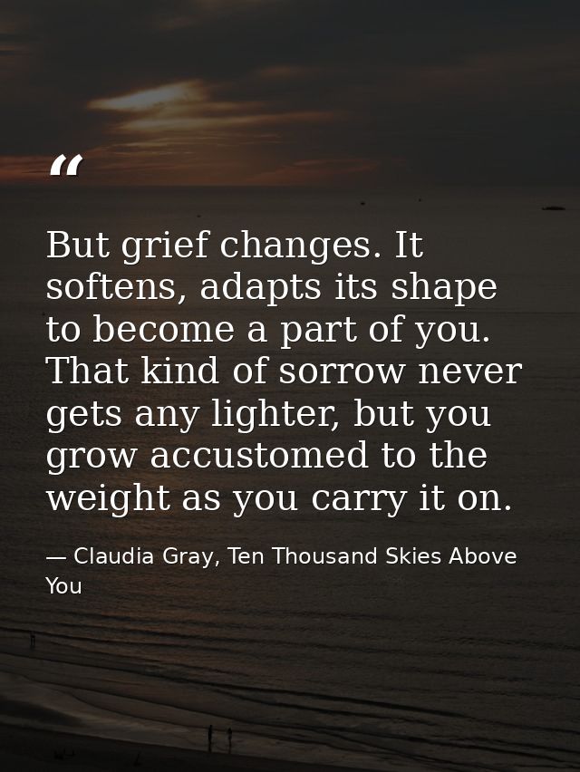 But grief changes. It softens, adapts its shape to become a part of you. That kind of sorrow never gets any lighter, but — Claudia Gray, Ten Thousand Skies Above You