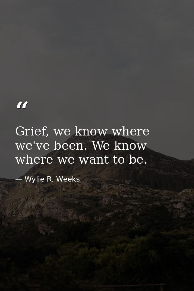 Grief, we know where we've been. We know where we want to be. — Wylie R. Weeks