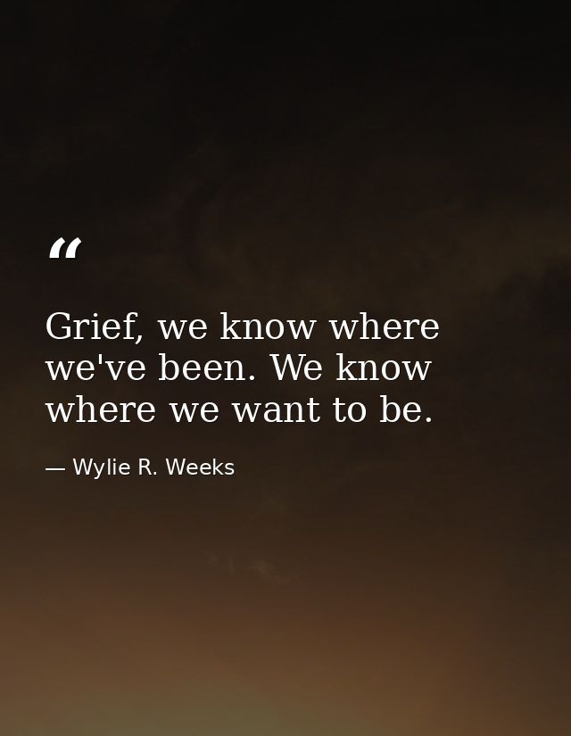 Grief, we know where we've been. We know where we want to be. — Wylie R. Weeks