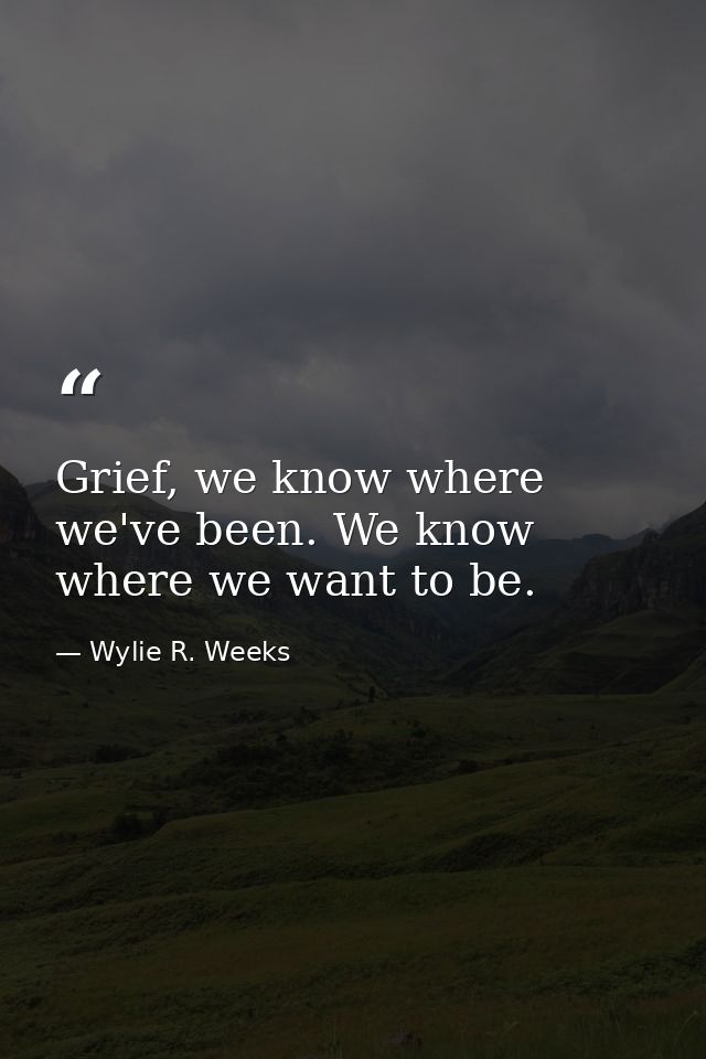 Grief, we know where we've been. We know where we want to be. — Wylie R. Weeks
