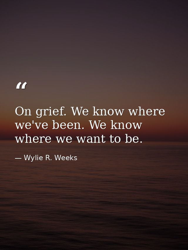 On grief. We know where we've been. We know where we want to be. — Wylie R. Weeks