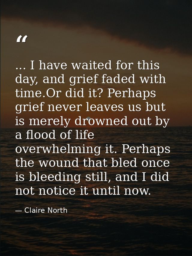 ... I have waited for this day, and grief faded with time.Or did it? Perhaps grief never leaves us but is merely drowned — Claire North