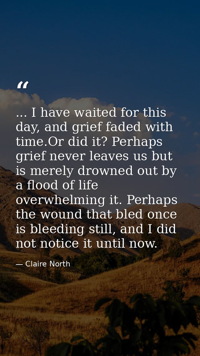 ... I have waited for this day, and grief faded with time.Or did it? Perhaps grief never leaves us but is merely drowned — Claire North