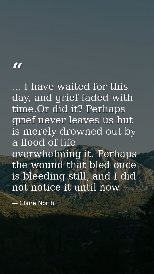 ... I have waited for this day, and grief faded with time.Or did it? Perhaps grief never leaves us but is merely drowned — Claire North