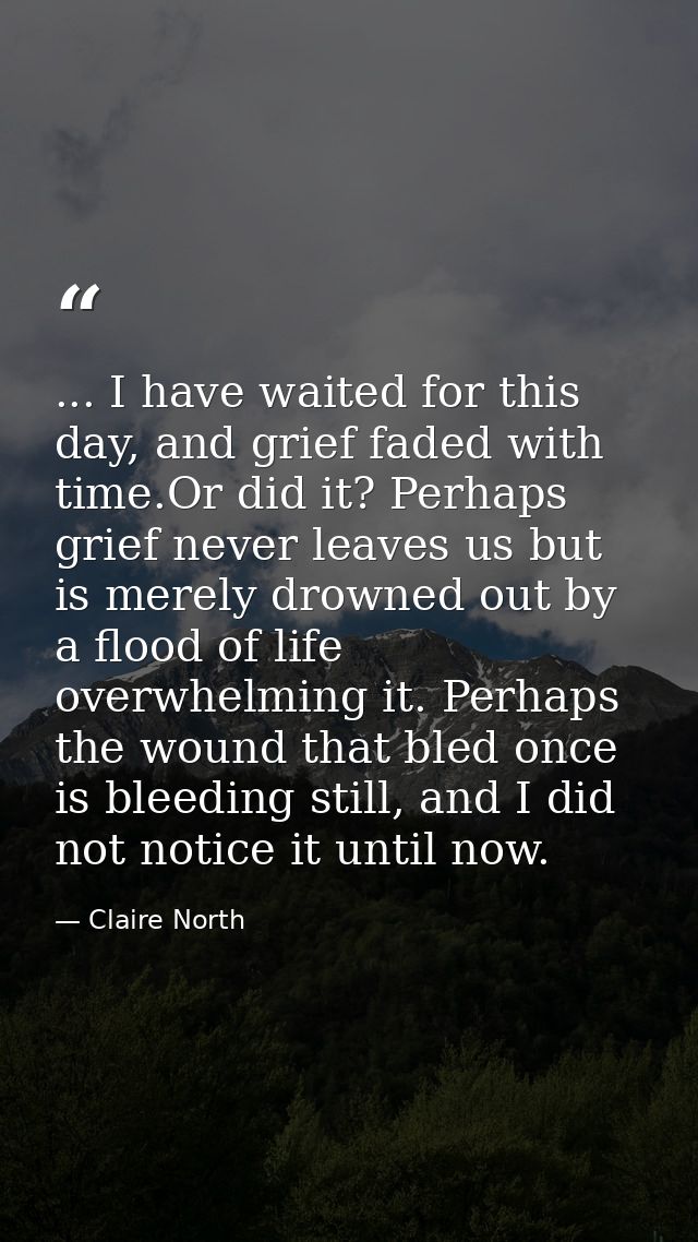 ... I have waited for this day, and grief faded with time.Or did it? Perhaps grief never leaves us but is merely drowned — Claire North
