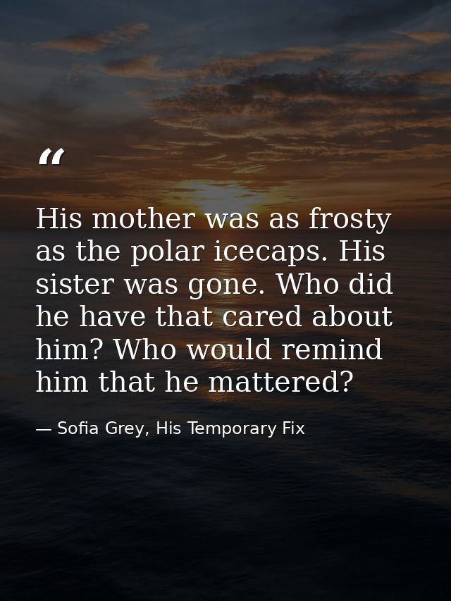 His mother was as frosty as the polar icecaps. His sister was gone. Who did he have that cared about him? Who would remi — Sofia Grey, His Temporary Fix