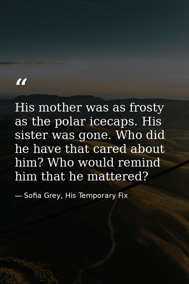 His mother was as frosty as the polar icecaps. His sister was gone. Who did he have that cared about him? Who would remi — Sofia Grey, His Temporary Fix