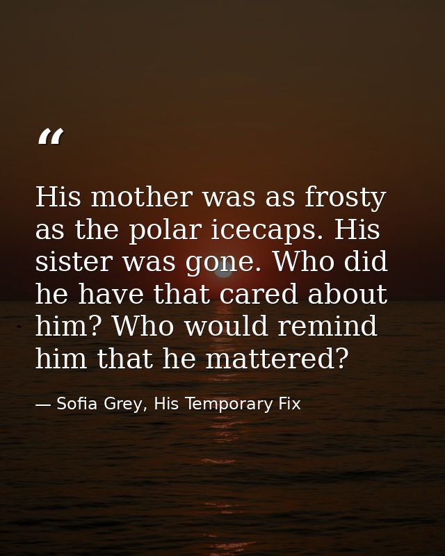 His mother was as frosty as the polar icecaps. His sister was gone. Who did he have that cared about him? Who would remi — Sofia Grey, His Temporary Fix
