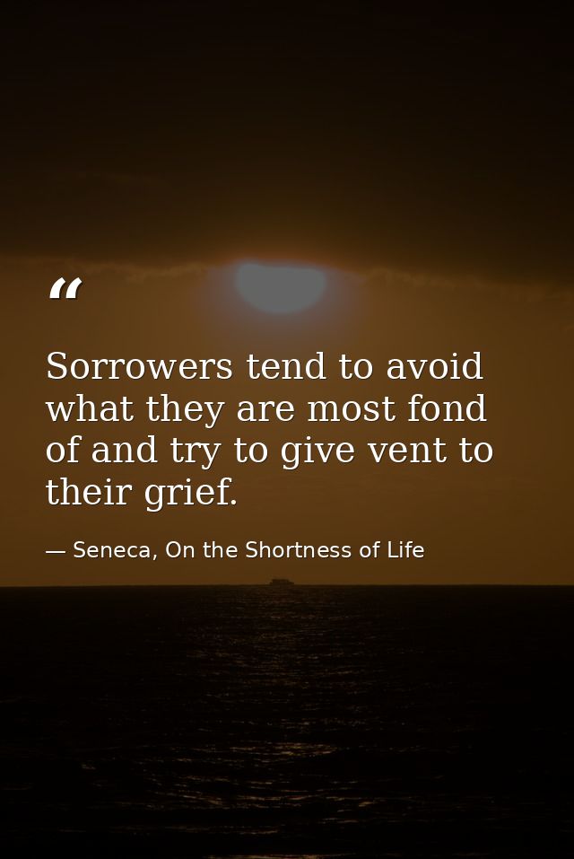 Sorrowers tend to avoid what they are most fond of and try to give vent to their grief. — Seneca, On the Shortness of Life