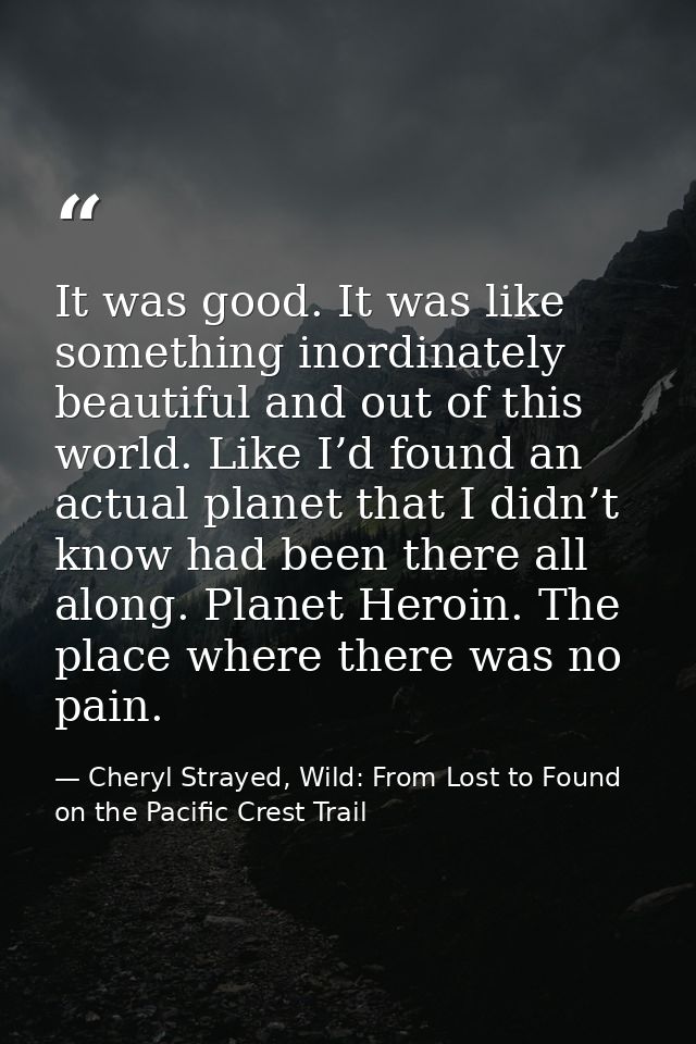 It was good. It was like something inordinately beautiful and out of this world. Like I’d found an actual planet that I  — Cheryl Strayed, Wild: From Lost to Found on the Pacific Crest Trail