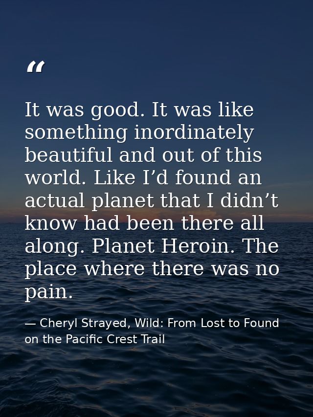 It was good. It was like something inordinately beautiful and out of this world. Like I’d found an actual planet that I  — Cheryl Strayed, Wild: From Lost to Found on the Pacific Crest Trail