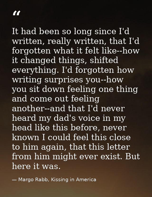 It had been so long since I'd written, really written, that I'd forgotten what it felt like--how it changed things, shif — Margo Rabb, Kissing in America
