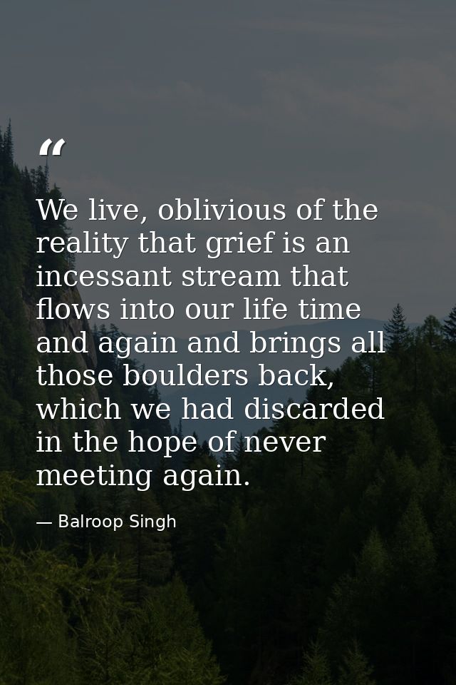 We live, oblivious of the reality that grief is an incessant stream that flows into our life time and again and brings a — Balroop Singh