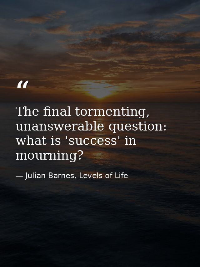 The final tormenting, unanswerable question: what is 'success' in mourning? — Julian Barnes, Levels of Life