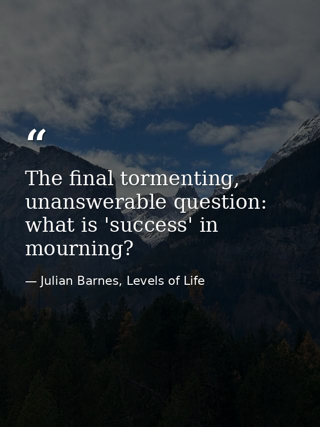 The final tormenting, unanswerable question: what is 'success' in mourning? — Julian Barnes, Levels of Life