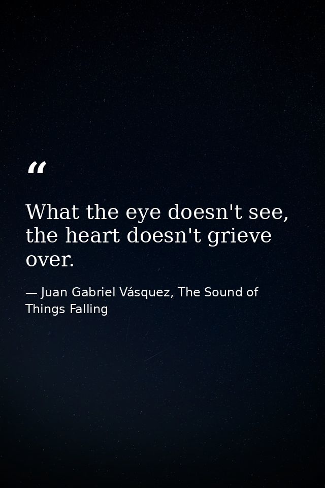 What the eye doesn't see, the heart doesn't grieve over. — Juan Gabriel Vásquez, The Sound of Things Falling