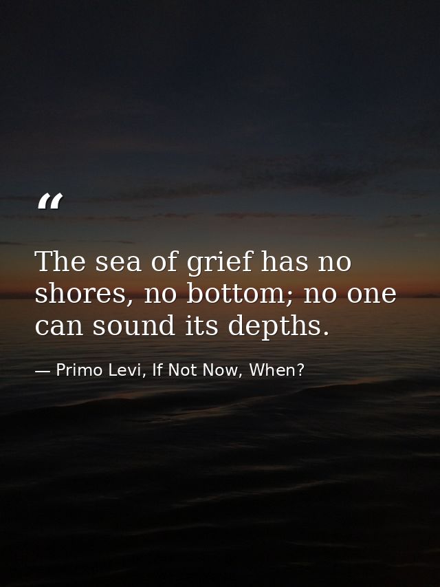 The sea of grief has no shores, no bottom; no one can sound its depths. — Primo Levi, If Not Now, When?