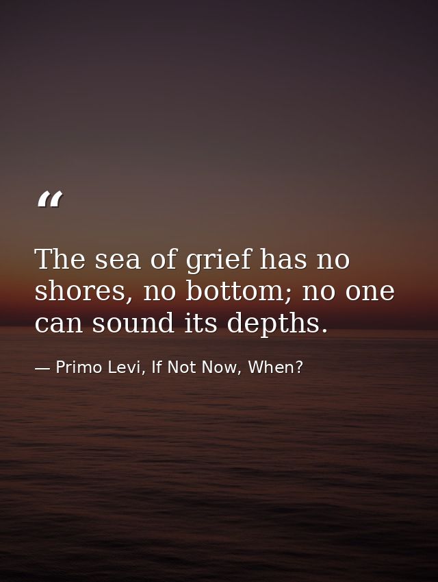 The sea of grief has no shores, no bottom; no one can sound its depths. — Primo Levi, If Not Now, When?