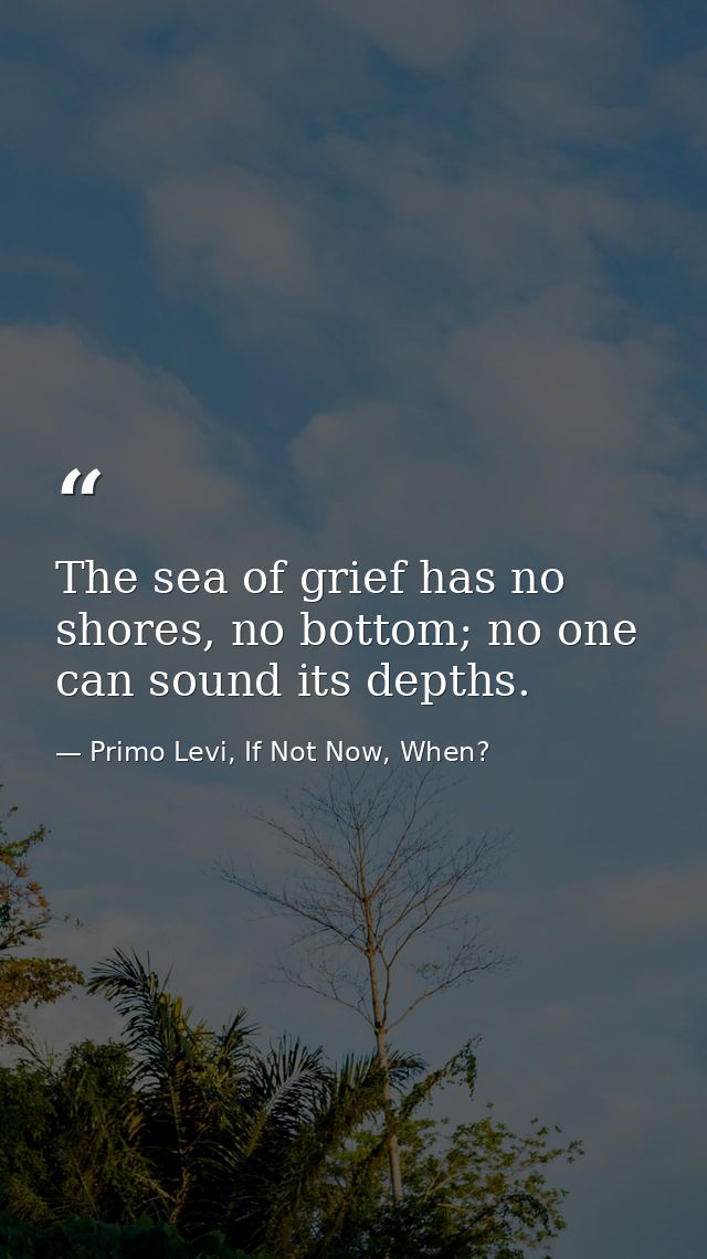 The sea of grief has no shores, no bottom; no one can sound its depths. — Primo Levi, If Not Now, When?