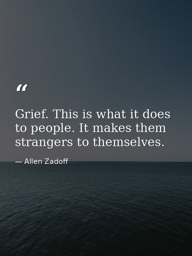 Grief. This is what it does to people. It makes them strangers to themselves. — Allen Zadoff