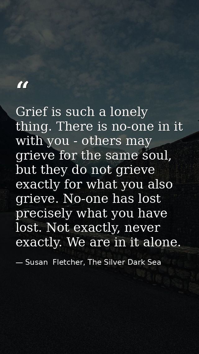 Grief is such a lonely thing. There is no-one in it with you - others may grieve for the same soul, but they do not grie — Susan  Fletcher, The Silver Dark Sea