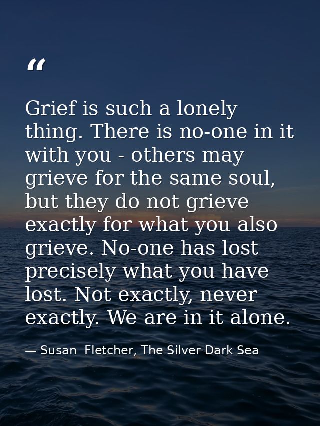 Grief is such a lonely thing. There is no-one in it with you - others may grieve for the same soul, but they do not grie — Susan  Fletcher, The Silver Dark Sea