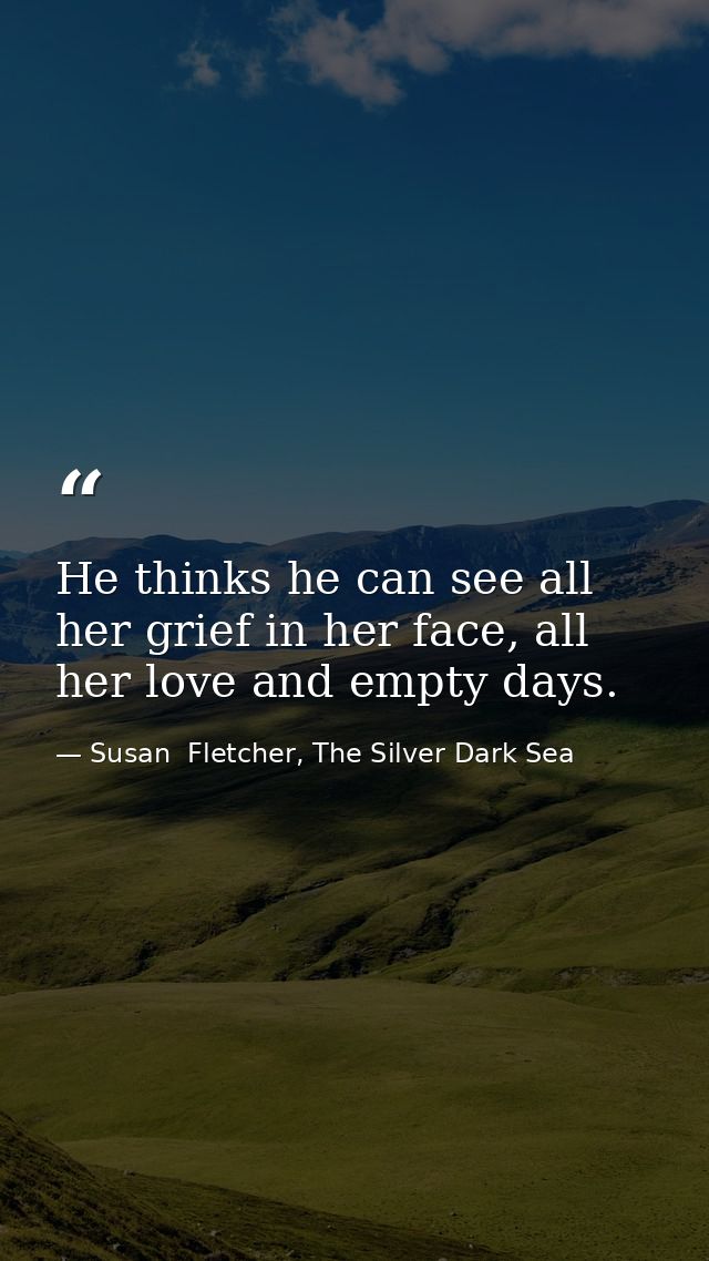 He thinks he can see all her grief in her face, all her love and empty days. — Susan  Fletcher, The Silver Dark Sea