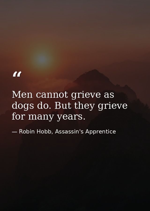 Men cannot grieve as dogs do. But they grieve for many years. — Robin Hobb, Assassin's Apprentice